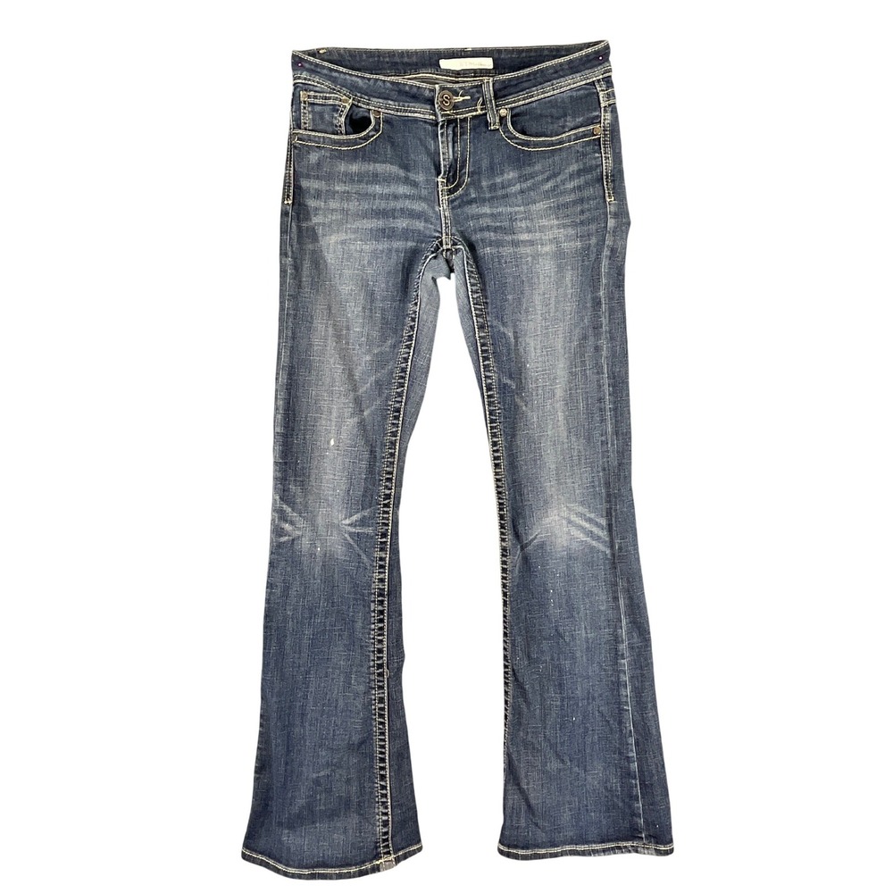 Stetson Bootcut Jeans Womens 8 Long Blue Good Paint Splatter Western Denim